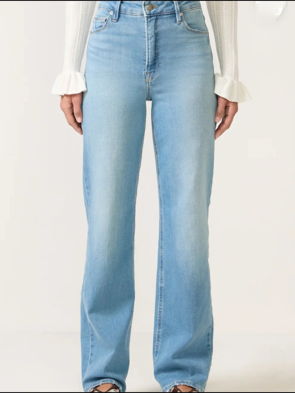 Good American Good True Straight Jeans Womens 4 High Rise Light Wash Stretch